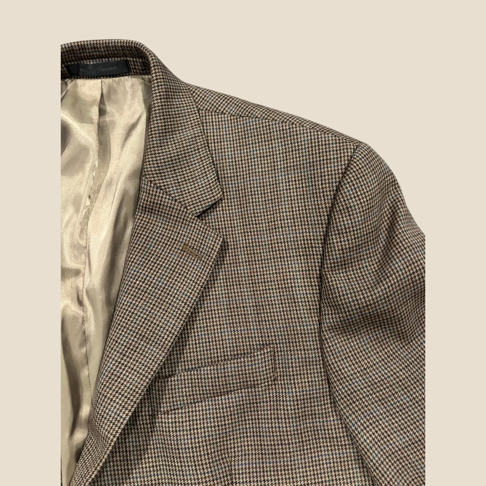 Lauren Ralph Lauren Sport Coat Mens 44L Brown Houndstooth 100% Wool Blazer Tall